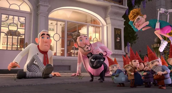 Characters gather on street in "Die Heinzels - Rückkehr der Heinzelmännchen".